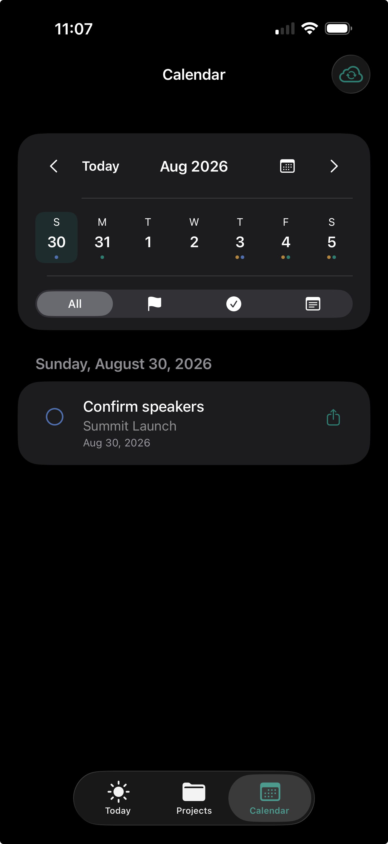 PlanConsole week calendar on iPhone