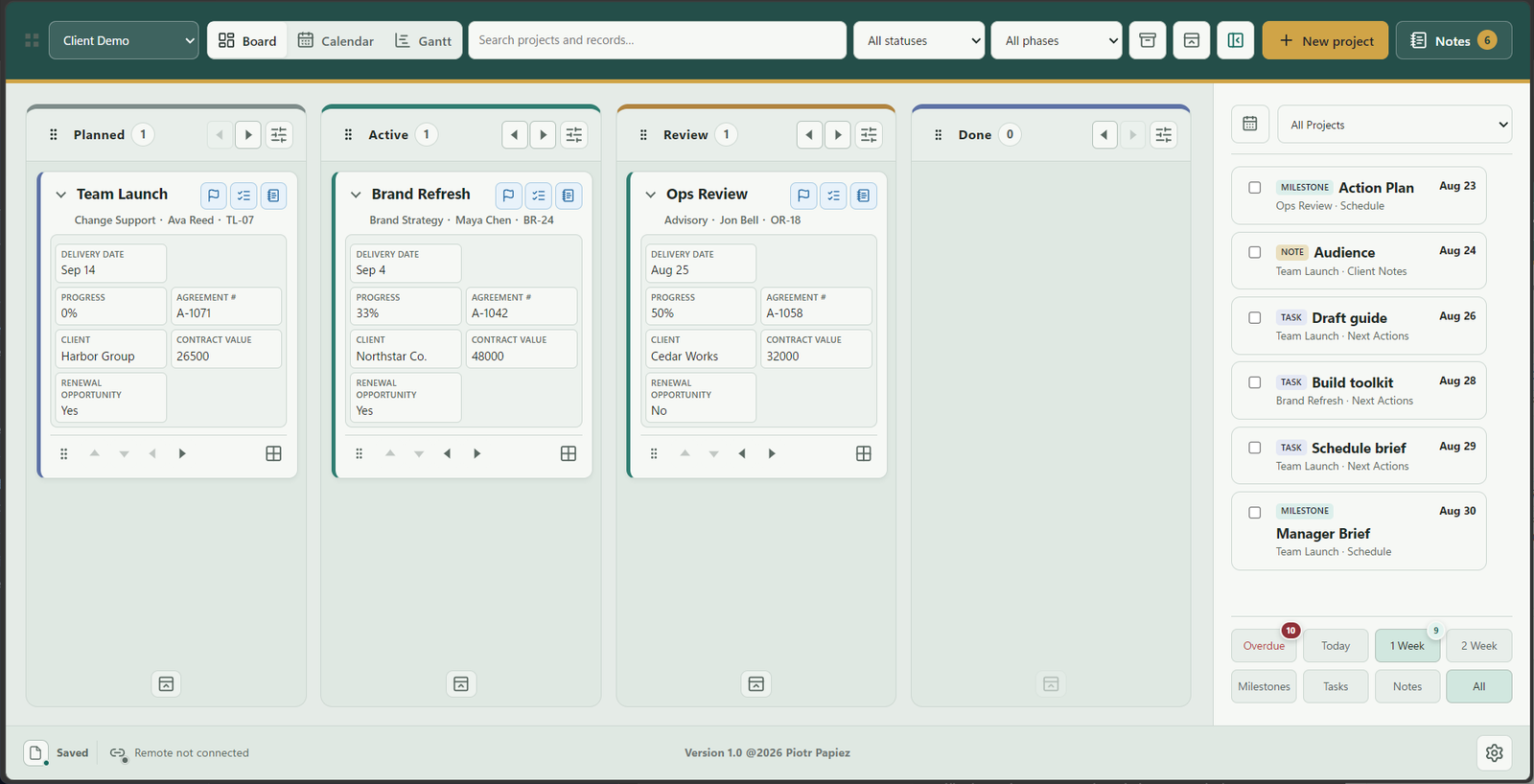 PlanConsole for Windows portfolio board
